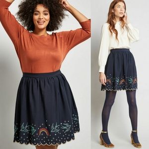 Modcloth Treasured Reveries Embroidered Skirt NEW